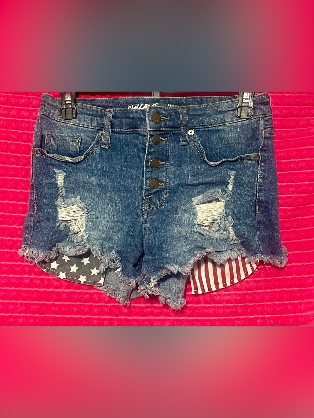 Women’s High Rise Patriotic Denim Shorts